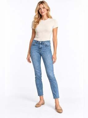 PAIGE Verdugo Ankle Skinny Jeans 28 Blue Subtle Pattern Boho Stretch Denim